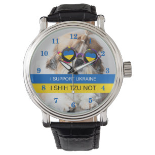 Ik steun Oekraine Ik Shih Tzu Niet Hart vlag Horloge