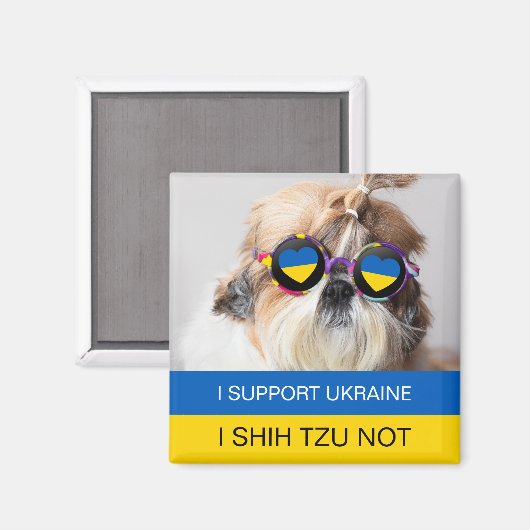 Ik steun Oekraine Ik Shih Tzu Niet Hart vlag Magneet (Voorkant / Achterkant)