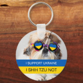 Ik steun Oekraïne Ik Shih Tzu Niet Hart vlag Sleutelhanger (Voorkant)