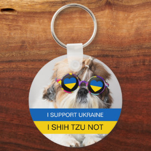 Ik steun Oekraïne Ik Shih Tzu Niet Hart vlag Sleutelhanger