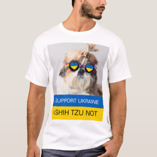 Ik steun Oekraïne Ik Shih Tzu Niet Hart vlag T-shirt