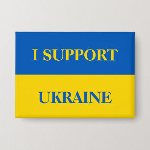 Ik steun Oekraïne. Oekraïense vlag.  Button
