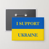 Ik steun Oekraïne. Oekraïense vlag. Button (Voorkant / Achterkant)