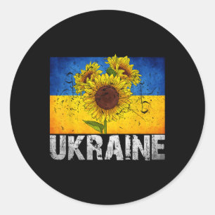Ik Steun Oekraïne Steun Zonnebloem Oekraïense Vlag Ronde Sticker