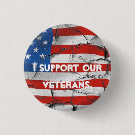 IK STEUN ONZE VETERANS-AMERIKAANSE VLAGSPELD RONDE BUTTON 3,2 CM