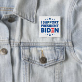 Ik steun President Biden Blue Stars White Vierkante Button 5,1 Cm (In situ)