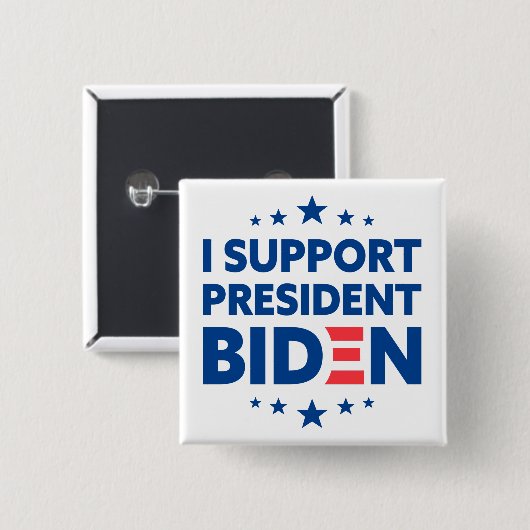 Ik steun President Biden Blue Stars White Vierkante Button 5,1 Cm (Voorkant /achterkant)