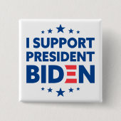 Ik steun President Biden Blue Stars White Vierkante Button 5,1 Cm (Voorkant)