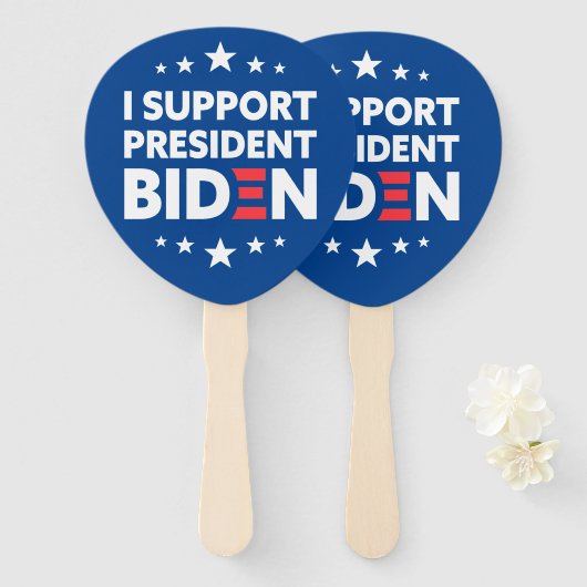 Ik steun President Biden Stars Aangepaste kleur Handwaaier (Voorkant en achterkant)