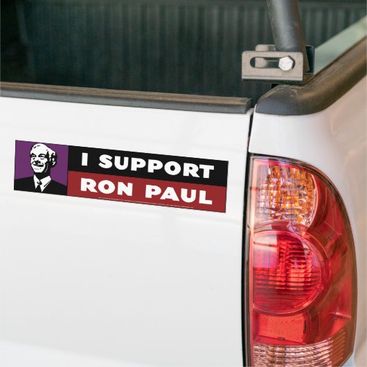 Ik steun Ron Paul - Paars Bumpersticker (Op Truck)