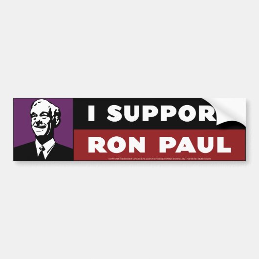 Ik steun Ron Paul - Paars Bumpersticker (Voorkant)