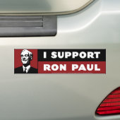 Ik steun Ron Paul - Rood Bumpersticker (Op auto)