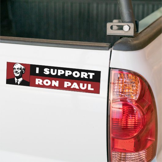 Ik steun Ron Paul - Rood Bumpersticker (Op Truck)