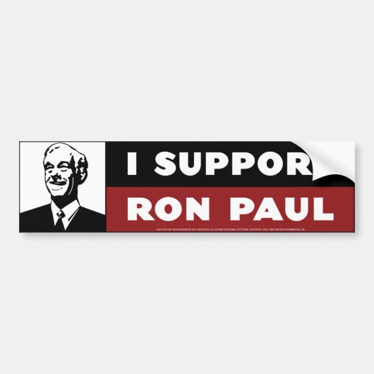 Ik steun Ron Paul - White Bumpersticker (Voorkant)