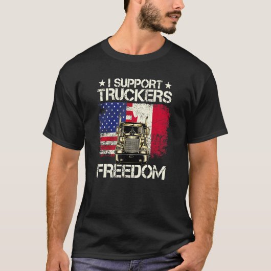 Ik steun Truckers Freedom Convoy 2022 Amerikaanse  T-shirt (Voorkant)