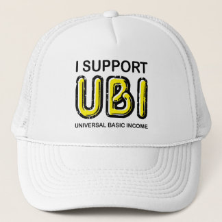 Ik steun UBI Universal Basic Income Neon Light Trucker Pet