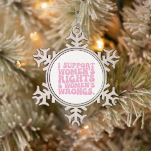 Ik steun vrouwenrechten en -ongelijkheden Groovy F Tin Sneeuwvlok Ornament