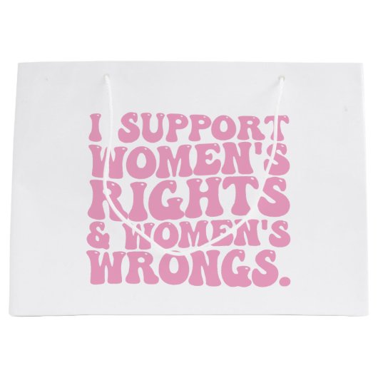 Ik steun Women Rights and Wrongs Groovy Feminist Groot Cadeauzakje (Voorkant)