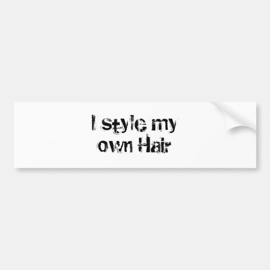 Ik stijl mijn eigen haar. Zwart-wit. Bumpersticker (Voorkant)