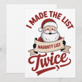 Ik Stond Tweemaal Op De Stoute Kerstmanlijst Feestdagenkaart (Voorkant / Achterkant)