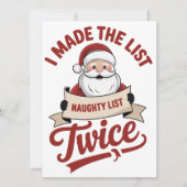 Ik Stond Tweemaal Op De Stoute Kerstmanlijst Feestdagenkaart (Voorkant)