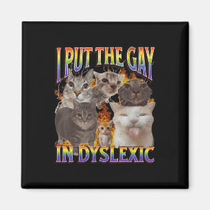Ik stop de homo in dyslectische grappige kat meme magneet