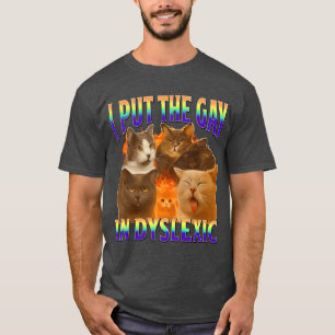 ik stop de homo in dyslectische grappige kat meme t-shirt