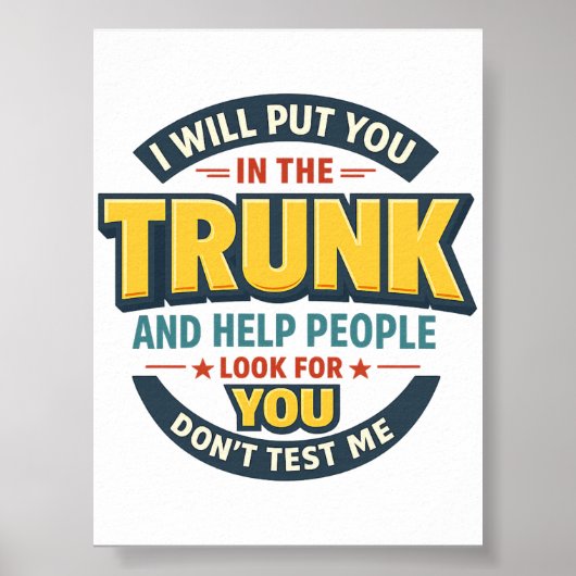 Ik stop je in de kofferbak en help mensen poster (Voorkant)