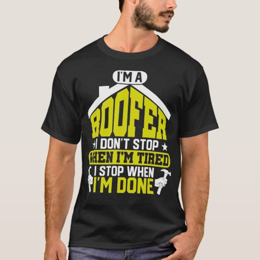 Ik stop met een raster als ik grappige dakbedekkin t-shirt (Voorkant)