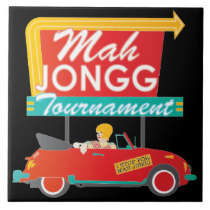 Ik stop met Mah Jongg Retro Sign Tegeltje