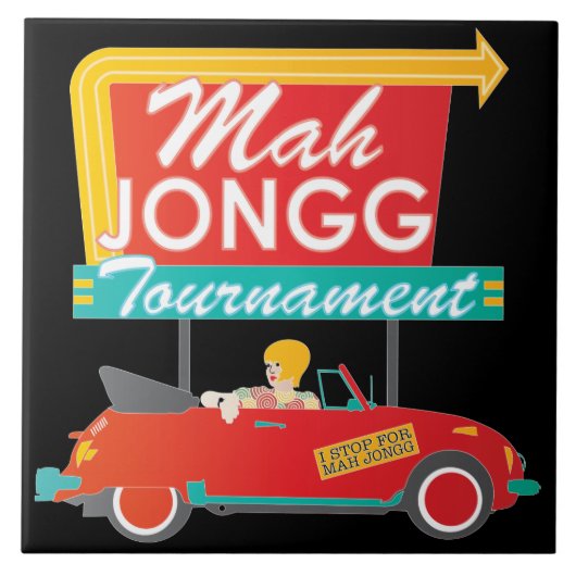 Ik stop met Mah Jongg Retro Sign Tegeltje (Voorkant)