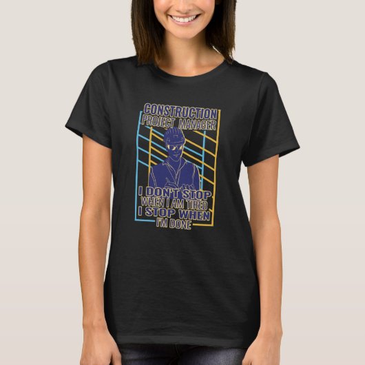 Ik stop niet met retro Mannen Construction Project T-shirt (Voorkant)