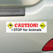 Ik stop voor de Bumpersticker van dieren (Op auto)