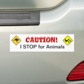 Ik stop voor de Bumpersticker van dieren (Op auto)