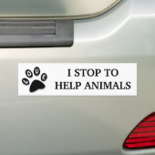 Ik stop voor dieren poot print Bumpersticker (Op auto)