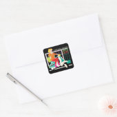 Ik stop voor Mah Jong Scooter Vierkante Sticker (Envelop)