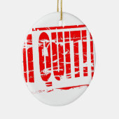 Ik stopte met rood rubberen stempel effect keramisch ornament (Rechts)