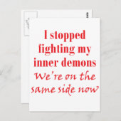 Ik stopte met vechten tegen mijn innerlijke demone briefkaart (Voorkant / Achterkant)