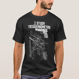 Ik studeer triggernometrie op het Pistool achter T-shirt