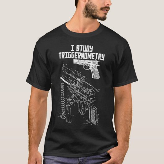 Ik studeer triggernometrie op het Pistool achter T-shirt (Voorkant)