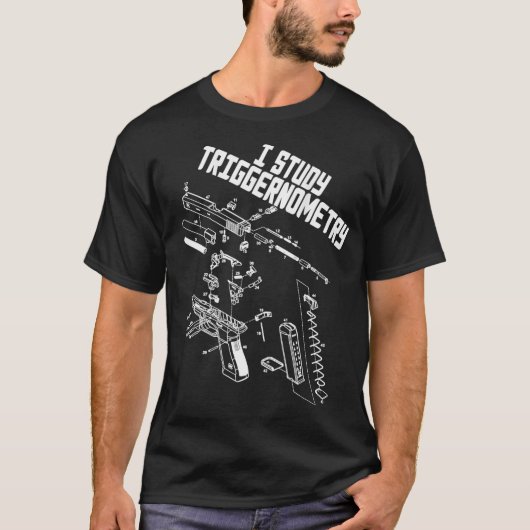 Ik studeer triggernometrie op het Pistool op de ru T-shirt (Voorkant)
