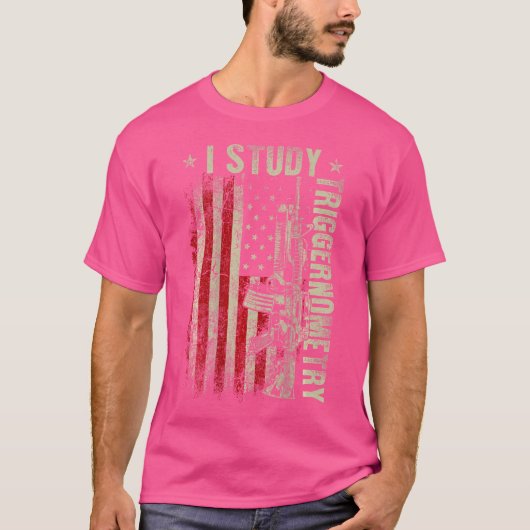 Ik studeer triggernometry Pistool American Flag On T-shirt (Voorkant)