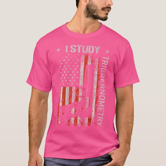 Ik studeer triggernometry Pistool American Flag On T-shirt (Voorkant)