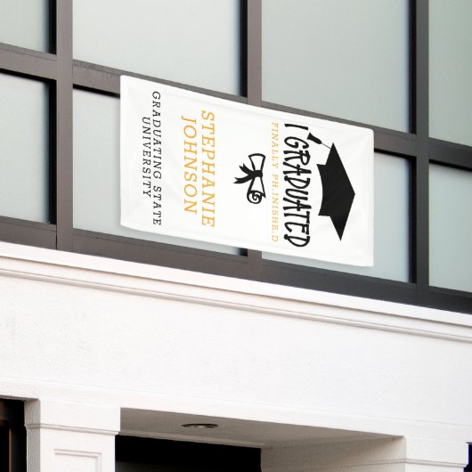 Ik studeerde eindelijk PH.INISHE.D Afstudeerder Sc Spandoek (Buitenkant Gebouw)