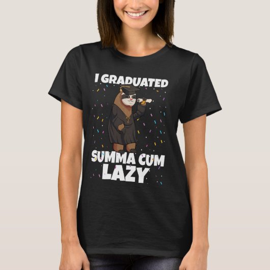 Ik studeerde Summa Cum Lazy Funny Afstudeerder Slo T-shirt (Voorkant)