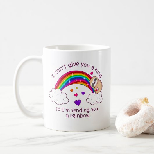 Ik stuur je een Sloth Hug-regenboog. Koffiemok (Met donut)