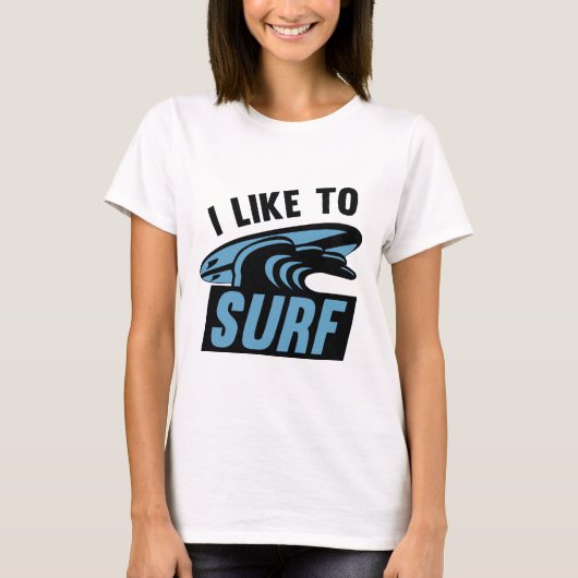 Ik Surf graag T-shirt (Voorkant)