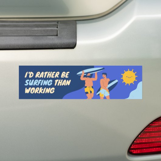Ik surf liever dan te werken bumpersticker (Op auto)