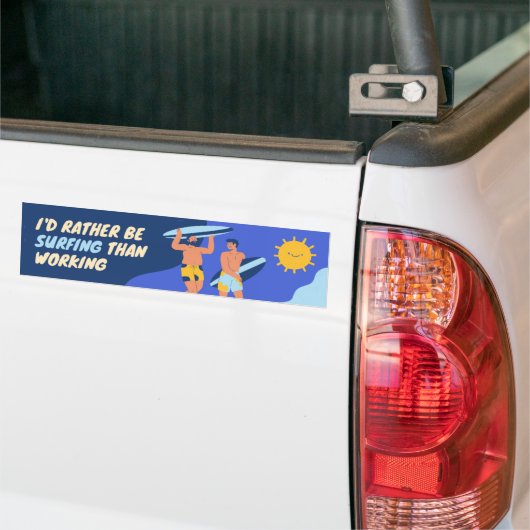 Ik surf liever dan te werken bumpersticker (Op Truck)