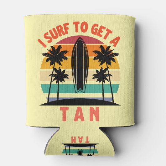 Ik surf om een kleurtje te krijgen Grappige surfer Blikjeskoeler (Achterkant)